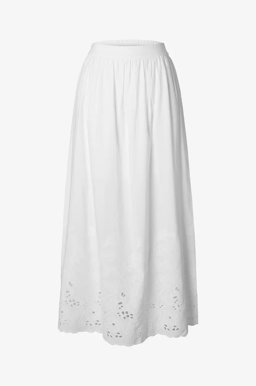 Selected Women Maxi skjørt slfDahlia HW Ankle Broderi Skirt B - Hvit