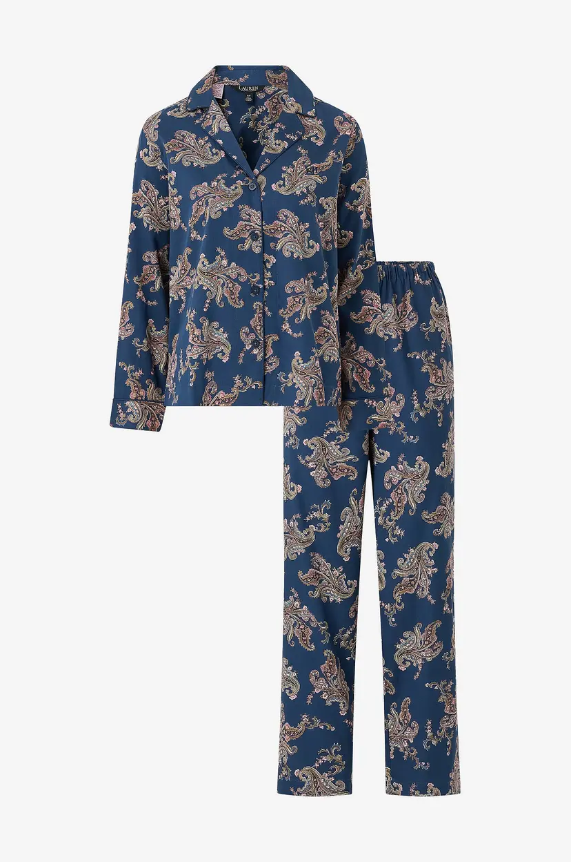 Lauren Ralph Lauren Pysjsett LRL L/s notch collar long pant pj set - Blå
