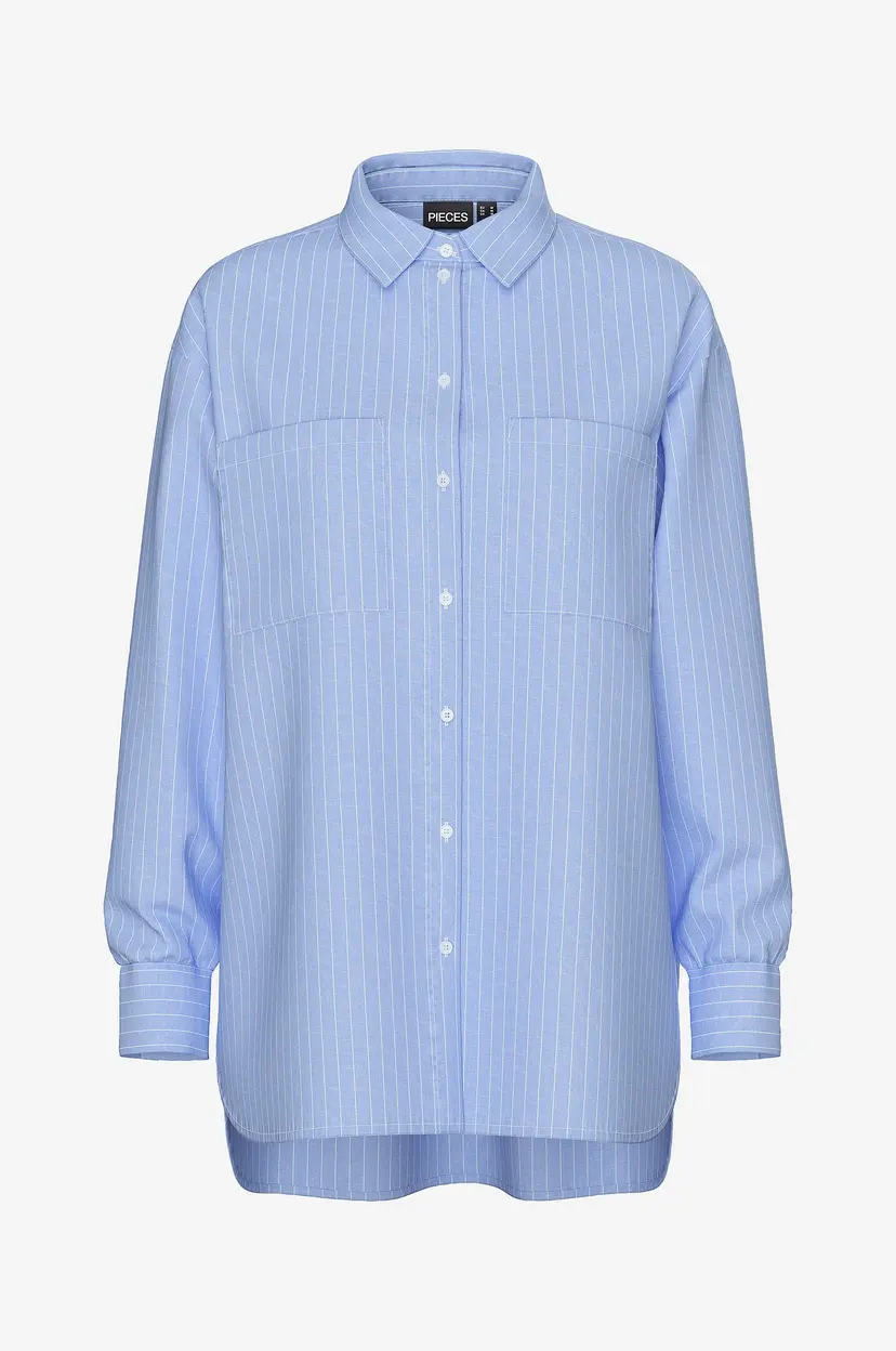 Pieces Skjorte pcMelia LS Loose Shirt - Blå