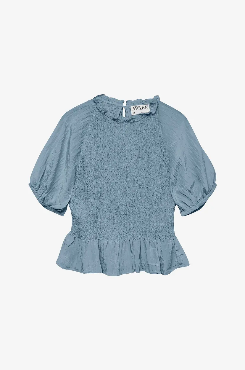 Vero Moda Bluse vmPhoebe SS High Neck Top - Blå