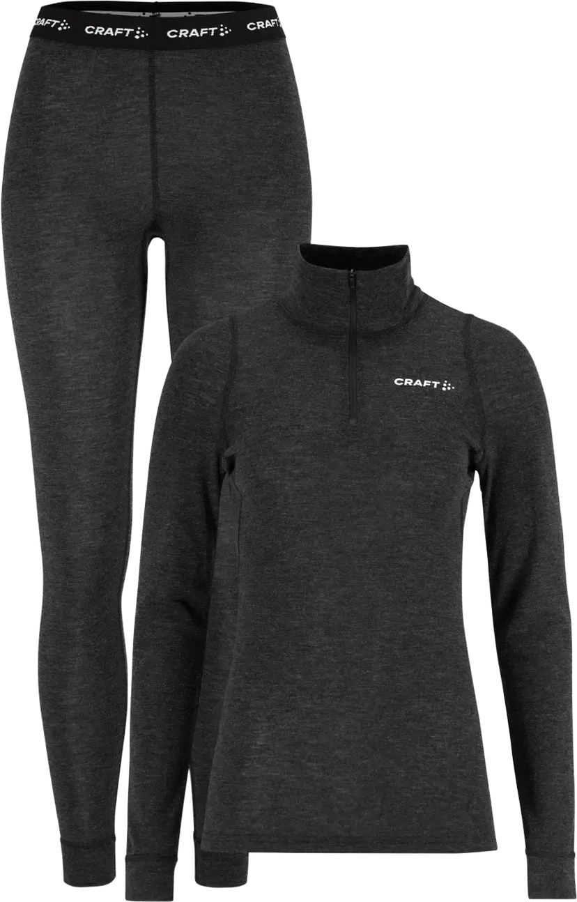 Craft Craft Women's Wool Merino Half Zip Set Black/melange