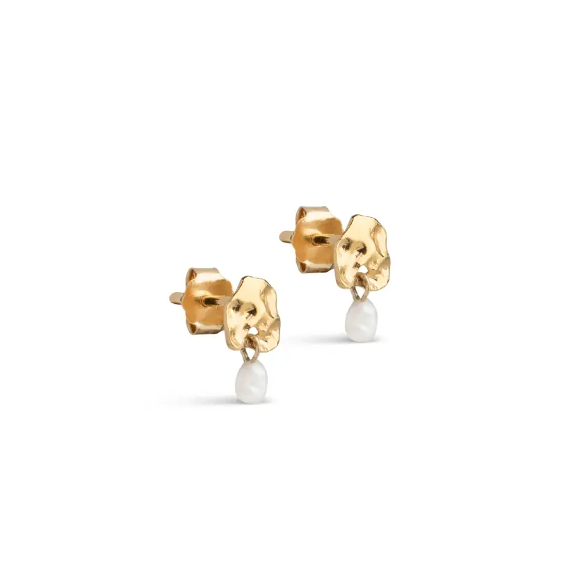 Enamel Enamel - Mio Pearl Stud i forgyldt sølv - E333GM