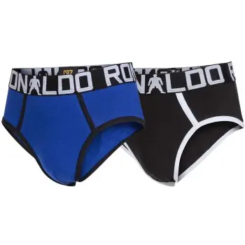 CR7 Cristiano Ronaldo CR7 Cristiano Ronaldo 2P Boys Line Briefs Svart/Blå bomull 146-152