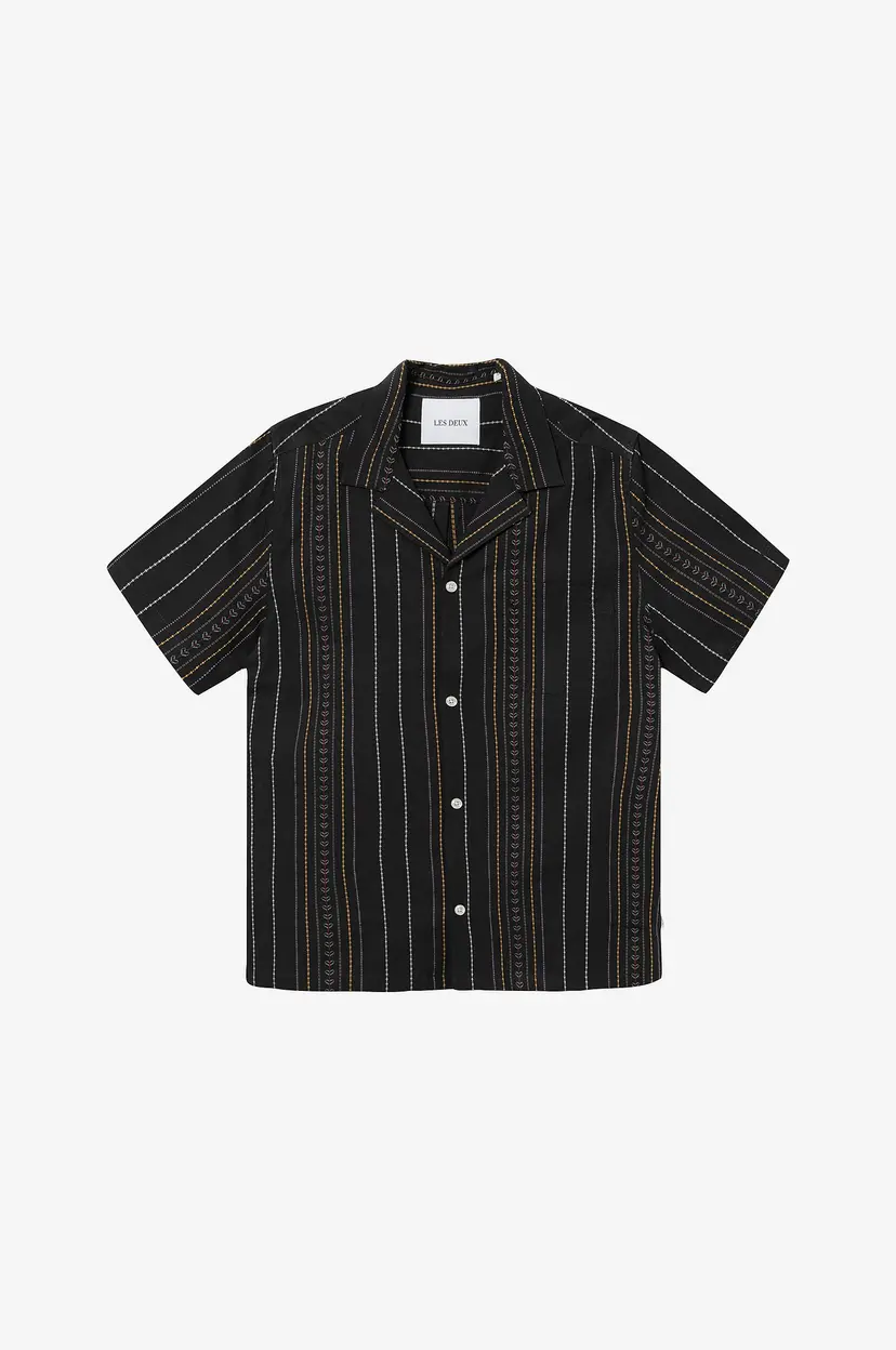 Les Deux Skjorte Leo Embroidery SS Shirt - Svart