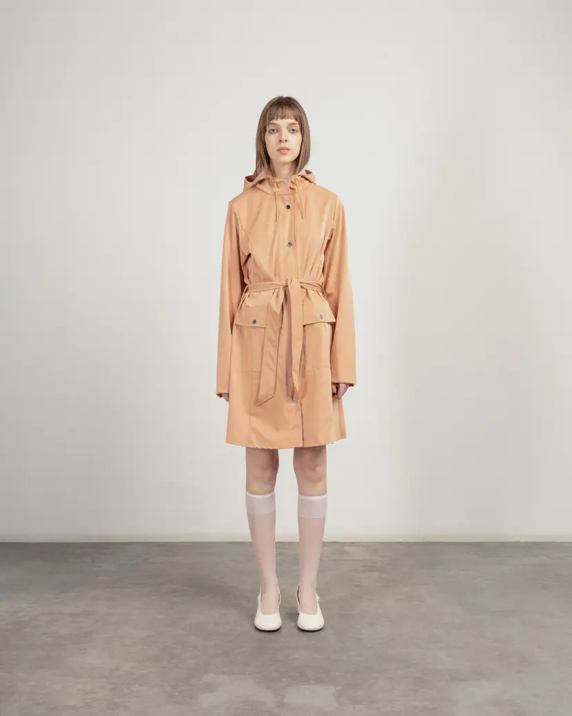 Rains Rains Curve Long Jacket Salmon Trench Coat