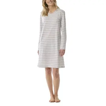 Schiesser Schiesser Women Longsleeve Nightdress Hvit/Grå bomull 50 Dame