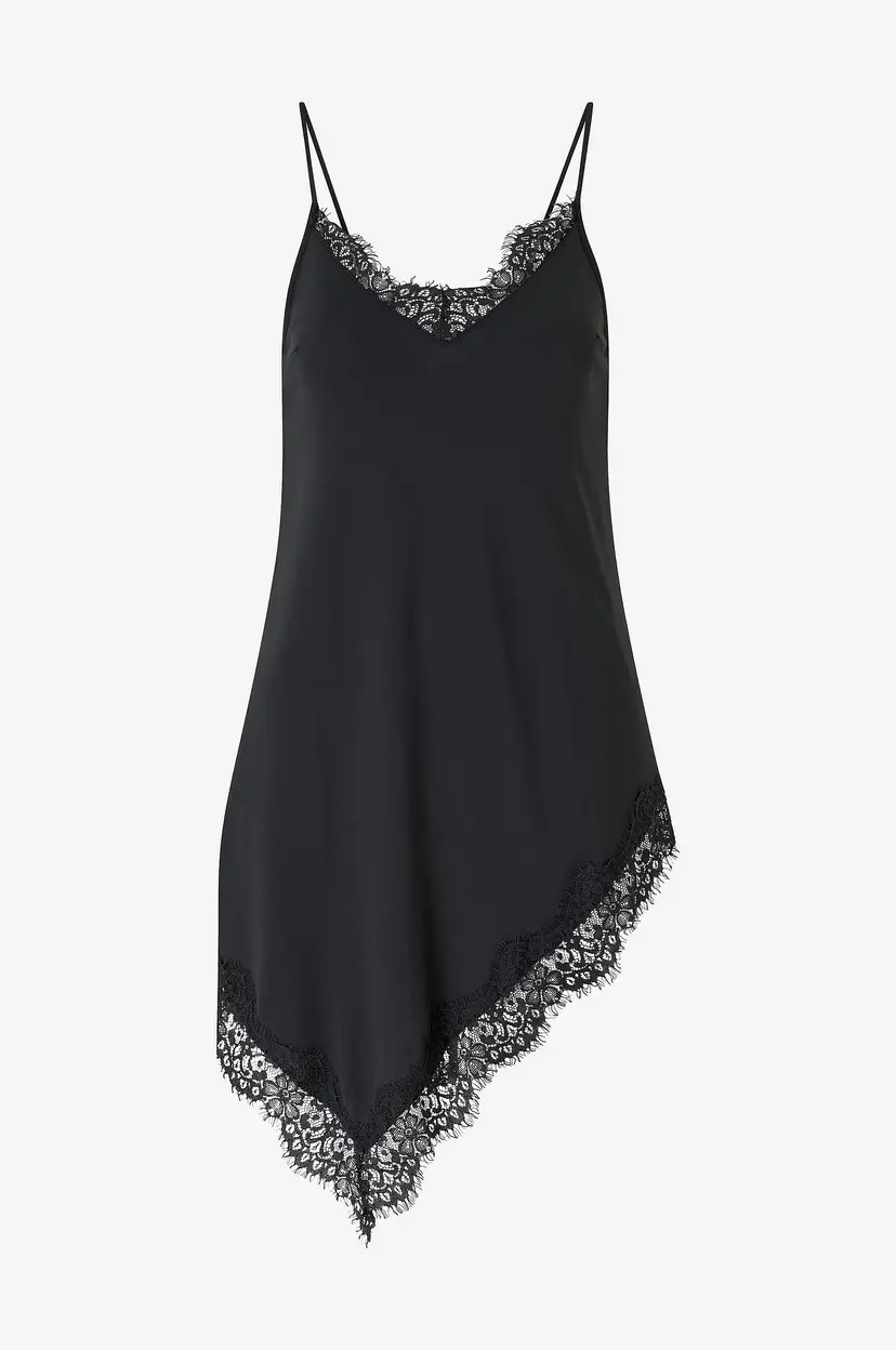 Gina Tricot Topp Asymmetric Lace Singlet - Svart