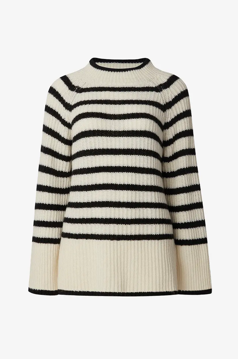 Lexington Genser Elisabeth Recycled Wool Mock Neck Sweater - Beige
