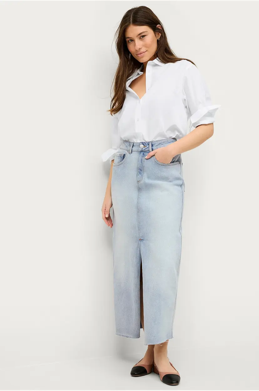 Ellos Collection Denim skjørt i maksimal lengde - Blå