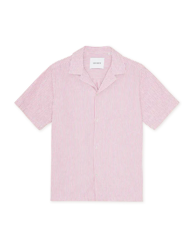 Les Deux Lukas Stripe Cotton Linen SS Shirt