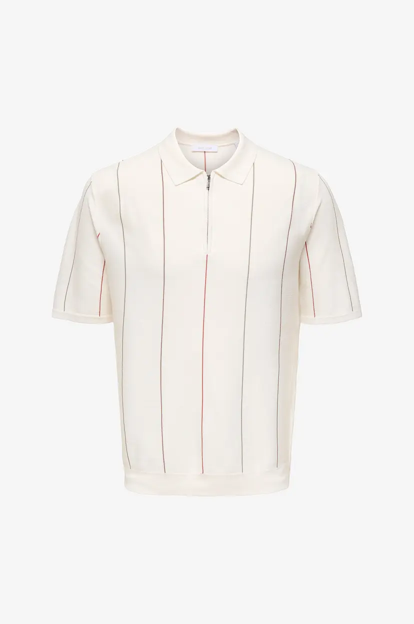 Only & Sons Pologenser onsWyler Life Str Reg 14ss Zip Polo - Hvit