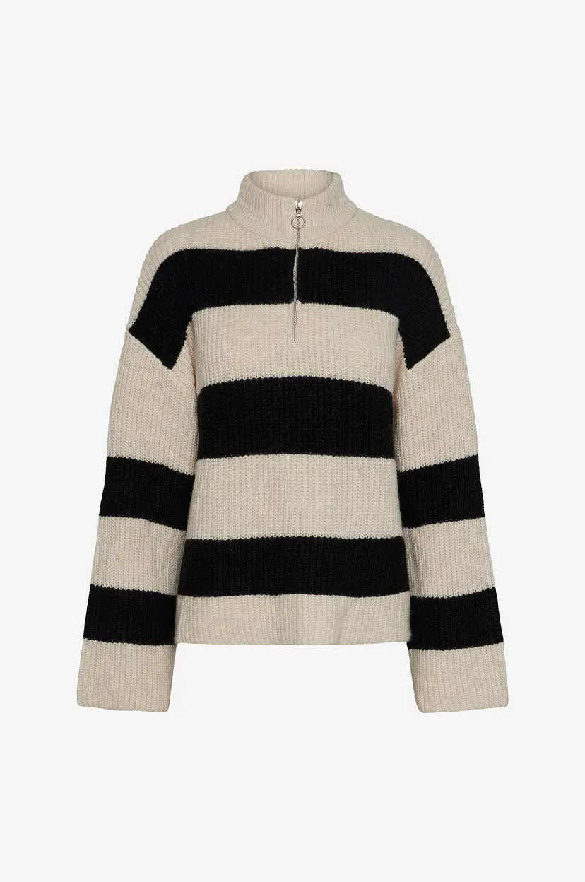 Pieces Genser pcNalini LS Half Zip Knit BC - Beige