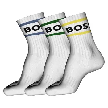 BOSS BOSS Strømper 3P Rib Stripe CC Sock Hvit Str 39/42 Herre