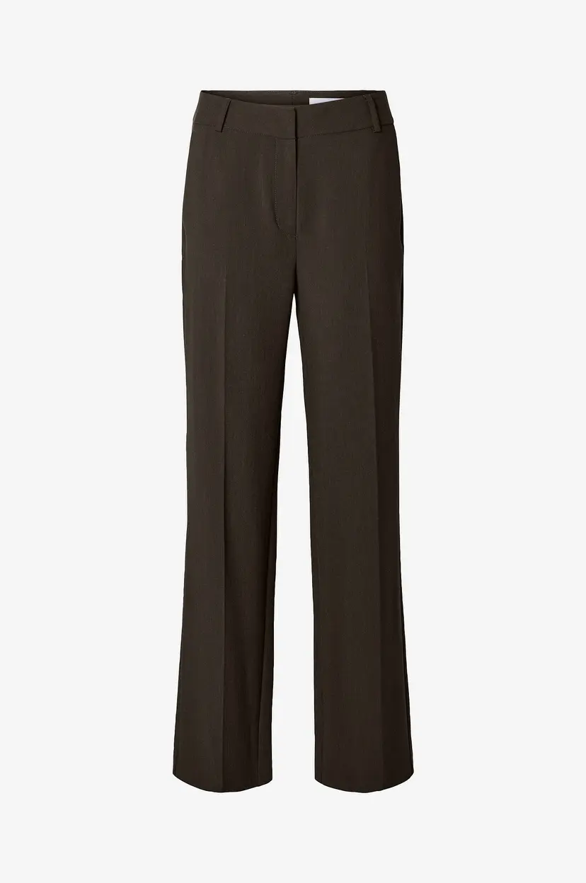 Selected Women Bukser slfRita MW Wide Pant Mel - Brun
