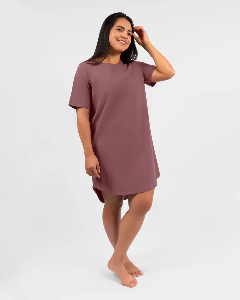 Threadmill Sue Dusty Rose Night Dress Short Sleeve