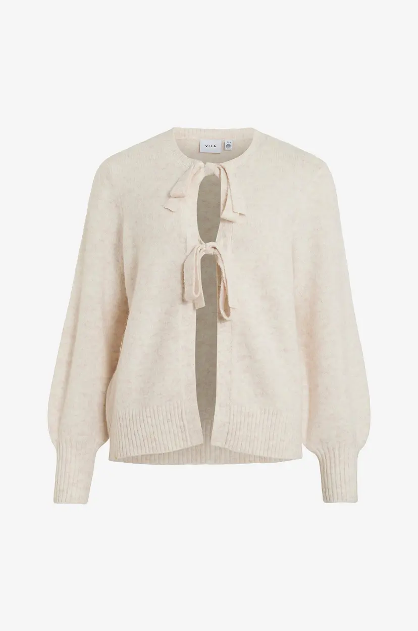 Vila Kardigan viEllie L/S Bow Knit Top - Beige