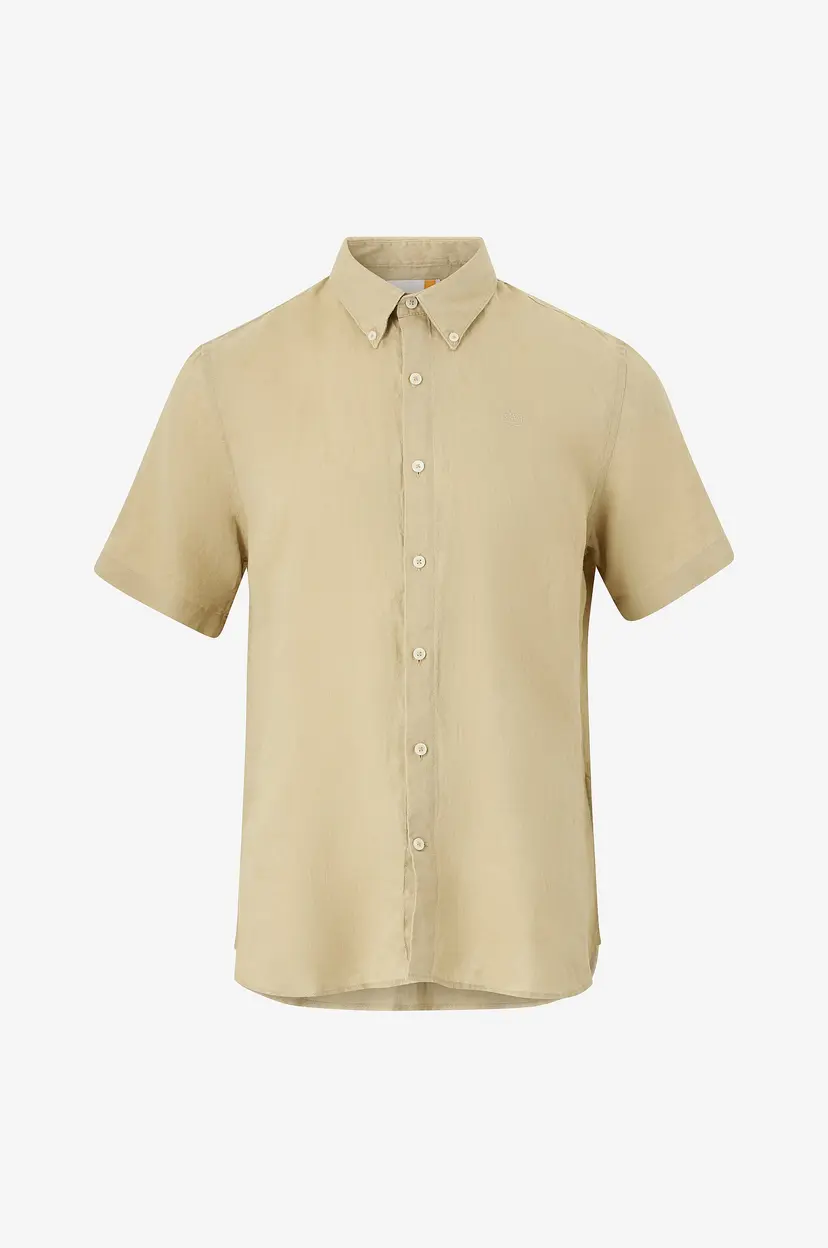 Timberland Linskjorte Mbrk Linen Short Sleeve Shirt - Beige