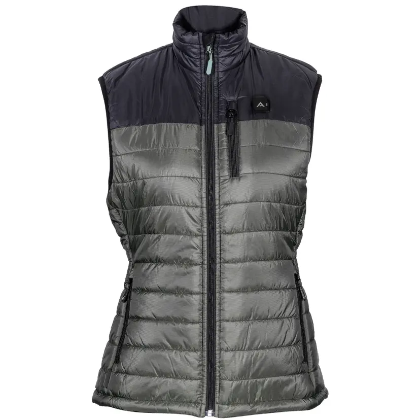 Avignon Avignon Heat Puff Vest Dunfri Varmevest Dame inkl Powerbank Grågrønn