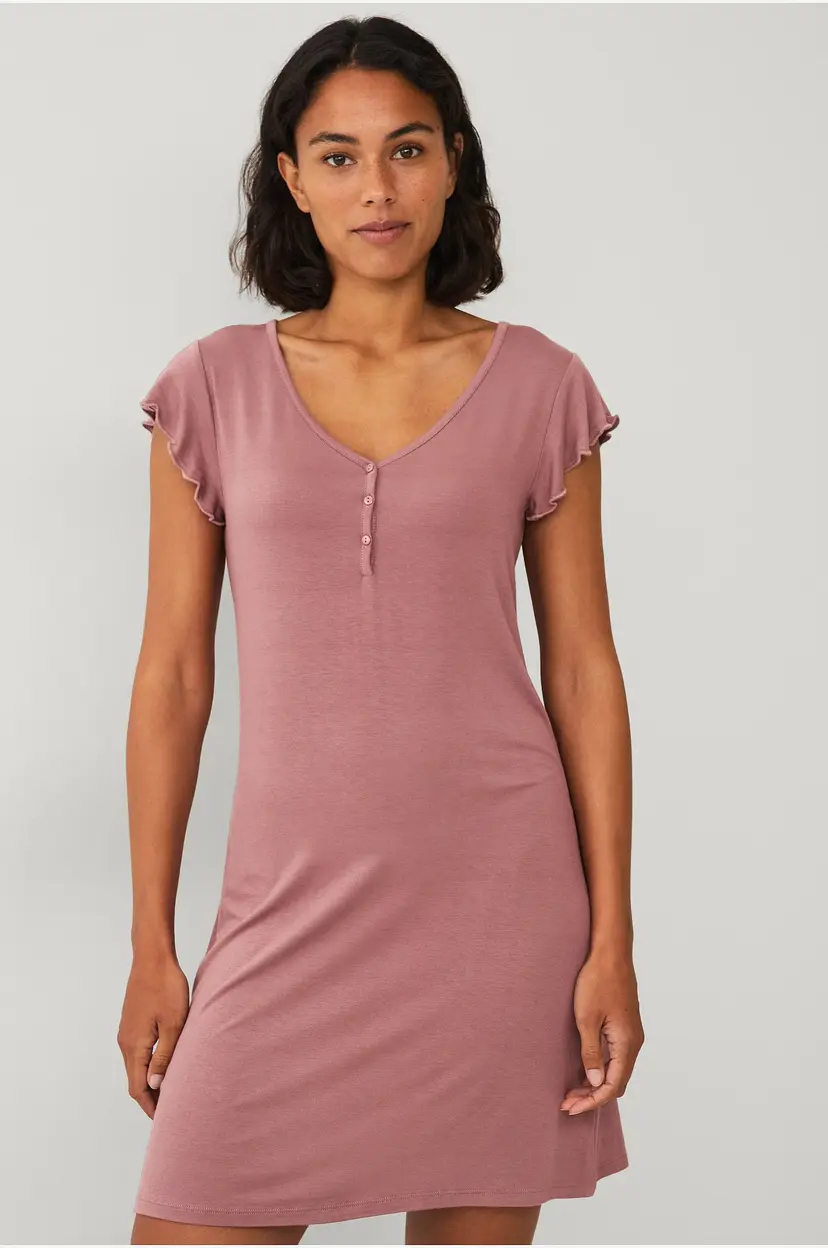 Ellos Collection Nattkjole med halvknappslukking - Rosa