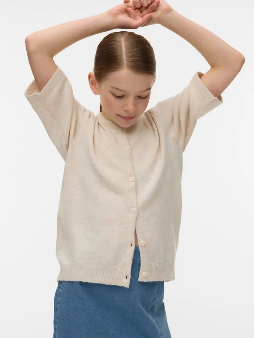 Vero Moda Girl Vero Moda Girl Doffy kortermet cardigan med knapper  krem (158/164)