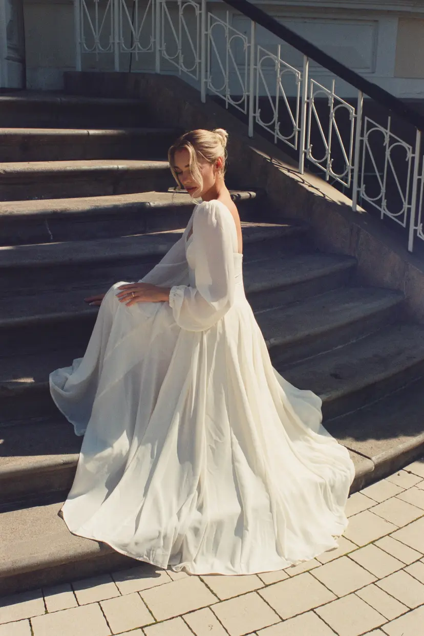 MurlongCres. Alette Maxi Dress Long Sleeves – Ivory Bridal & Wedding Dress, XXS