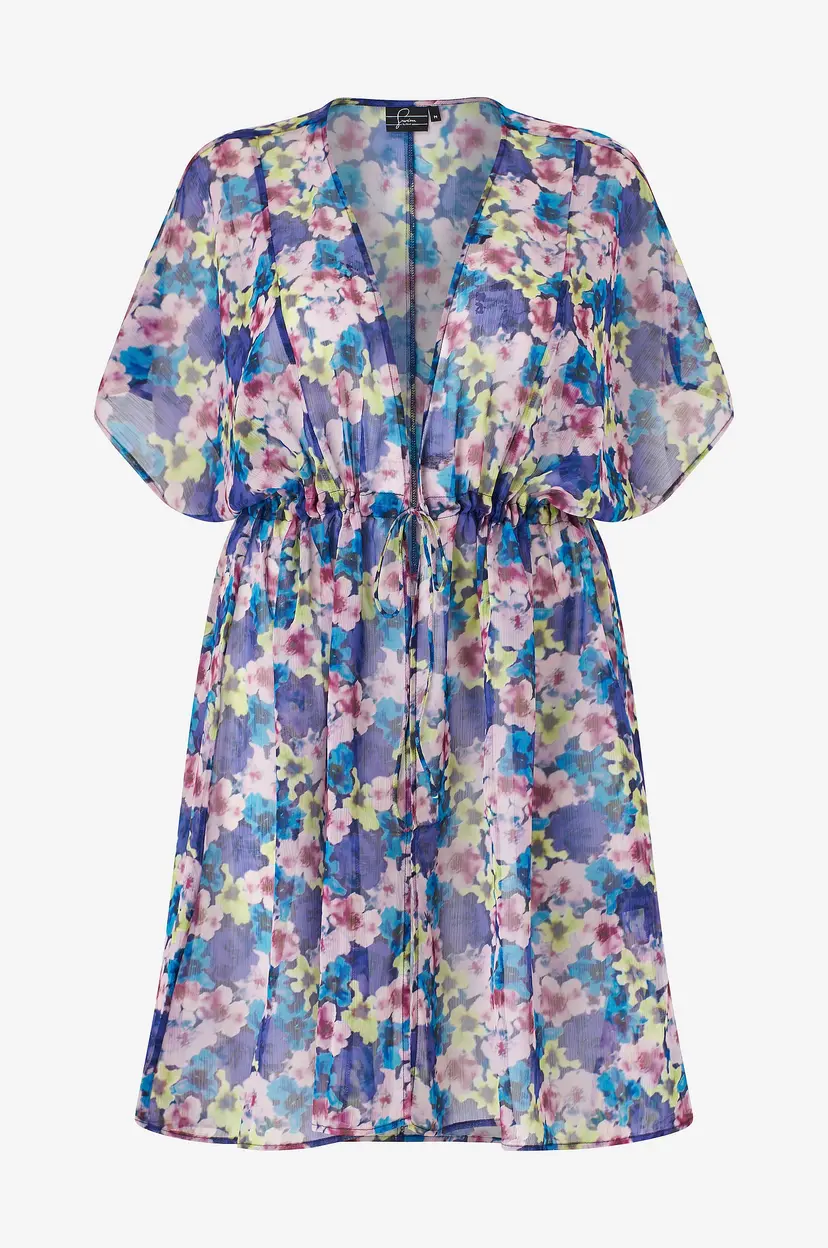 Zizzi Kimono Shusi S/S Kimono Aop - Flerfarget