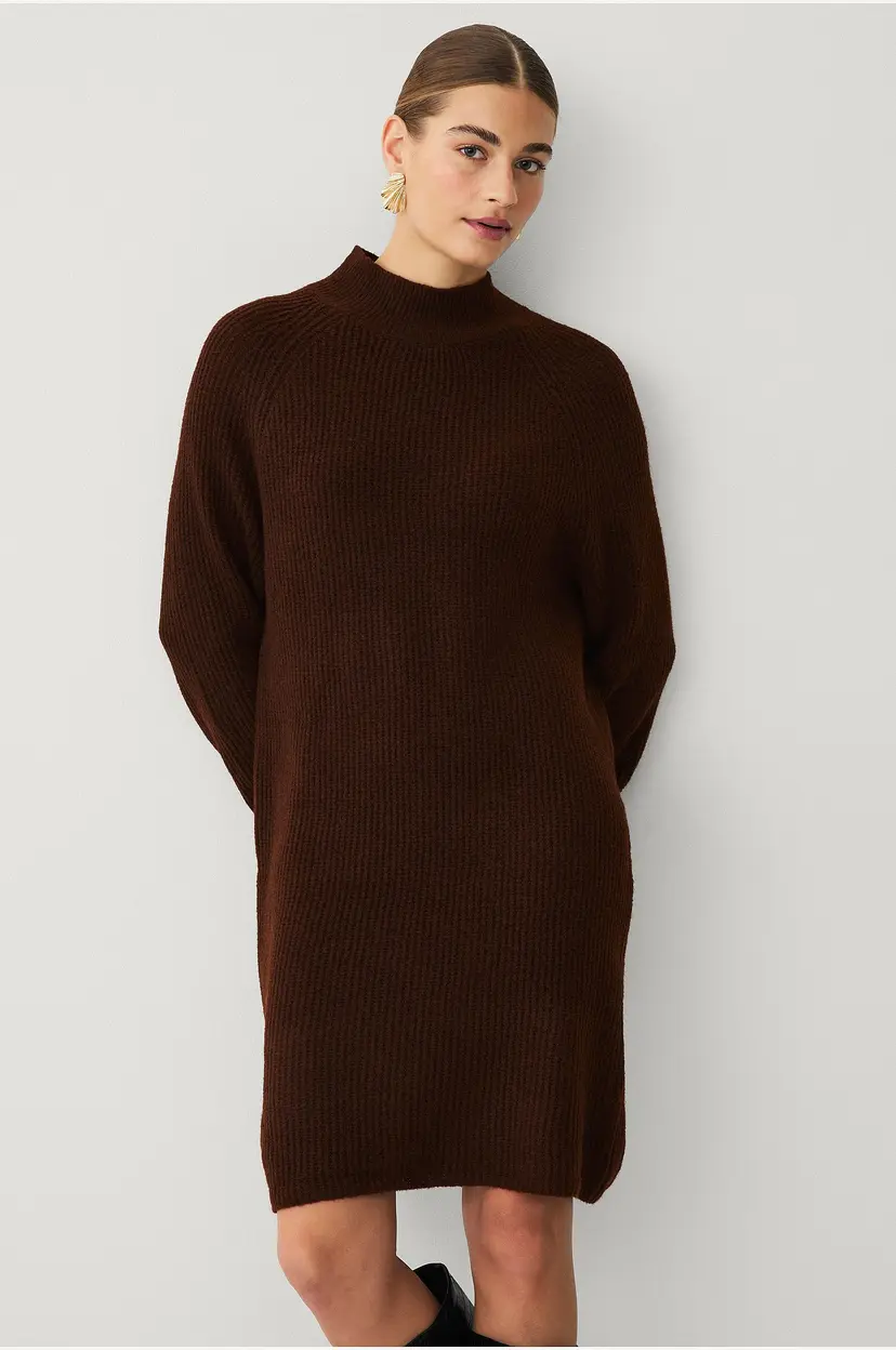 Vila Kjole viTysla High Neck L/s Knit Dress - Brun