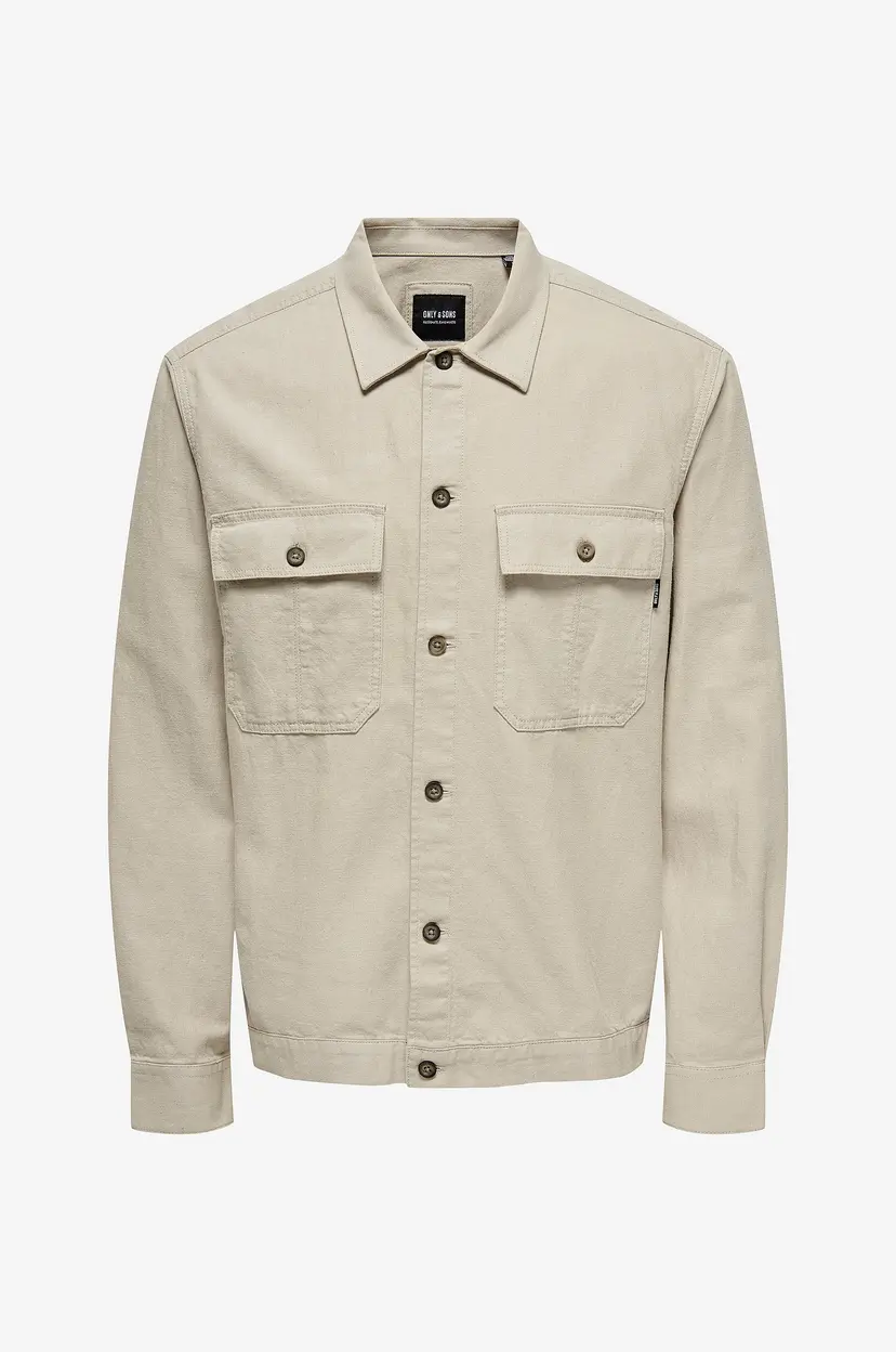 Only & Sons Overtreksskjorte onsKennet Life LS Linen Overshirt N - Natur