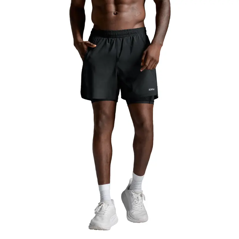 2XU 2XU Aero Mesh 2-In-1 5 Inch Shorts Black/Silver Reflective
