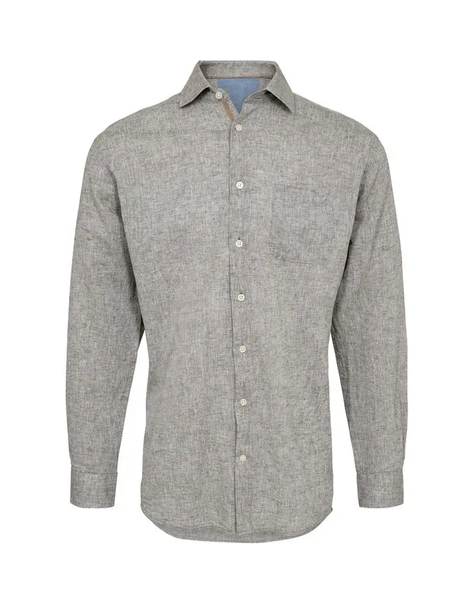 Black Blue l/s regular fit linen look