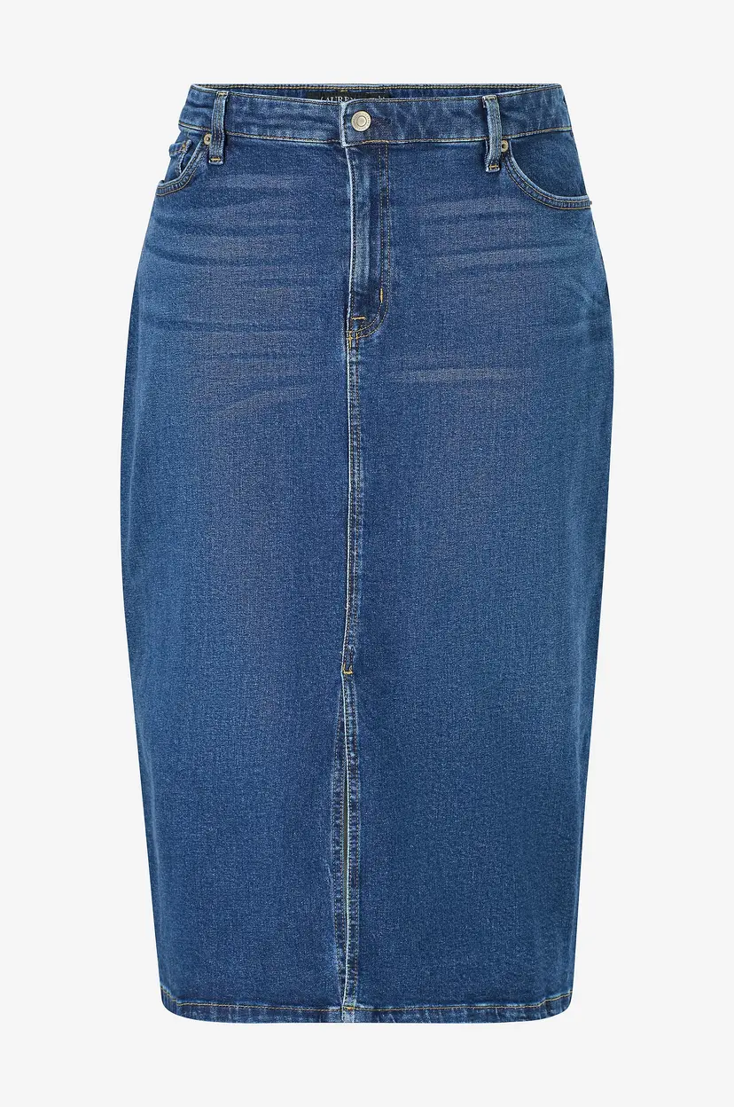 Lauren Ralph Lauren Curve Denim skjørt Low Str - Blå