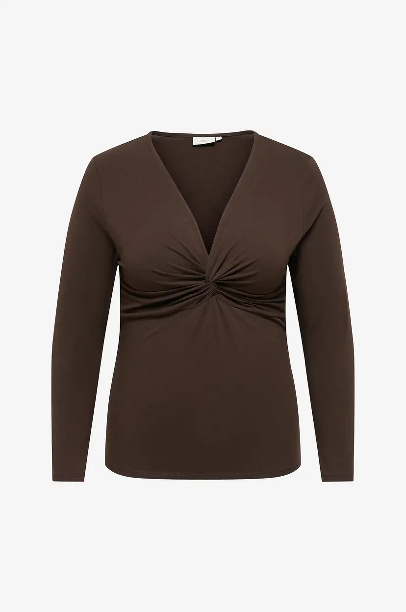 Only Carmakoma Topp carLotus L/S Knot - Brun