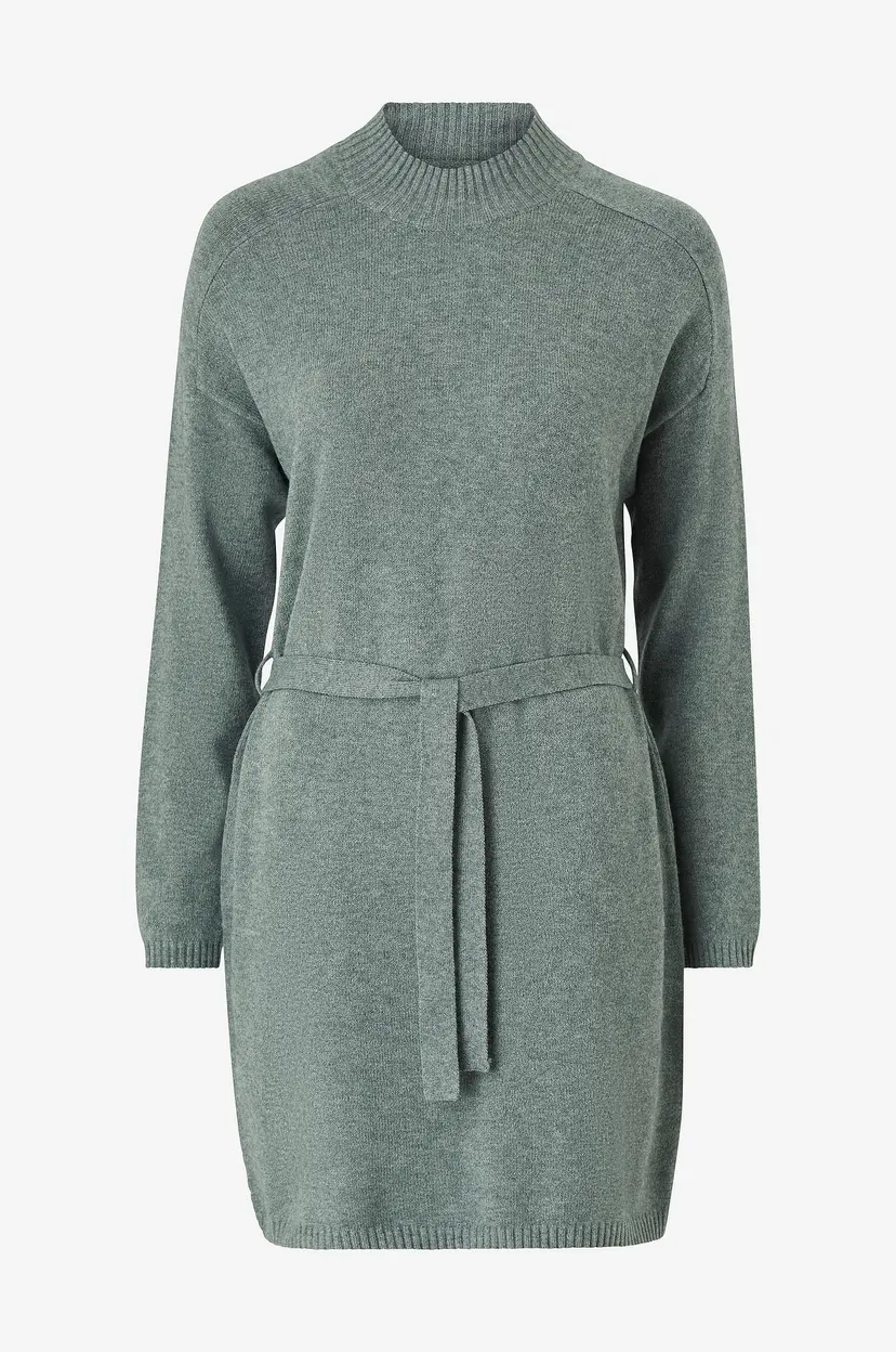 ONLY Kjole onlLeva LS Belt Dress EX Knt - Grønn