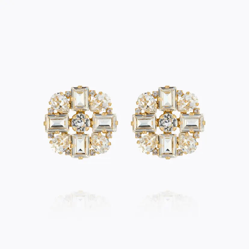 Caroline Svedbom Diora Statement Earrings Gold Crystal
