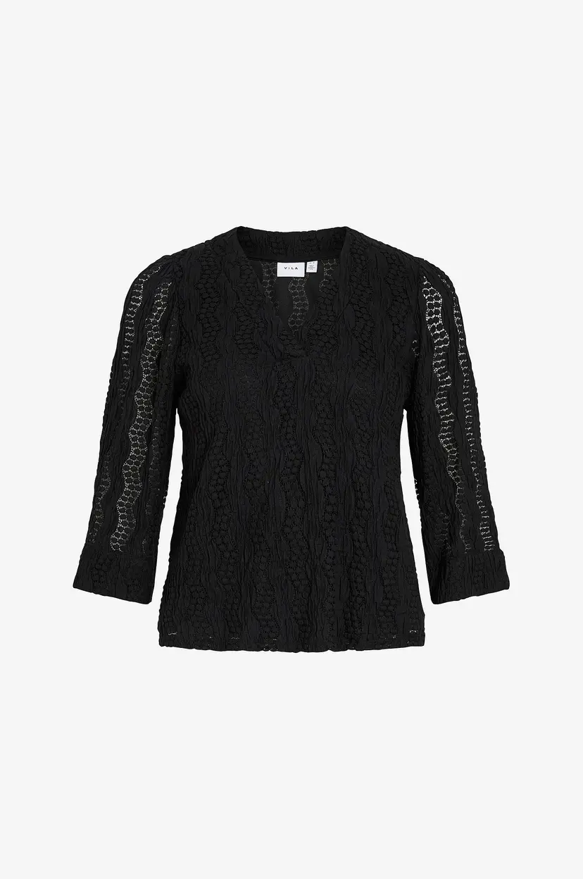Vila Topp viLumena V-neck 3/4 Top - Svart