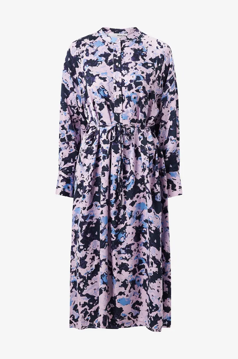 Selected Women Kjole slfAronia LS Midi Aop Shirt Dress B - Lilla