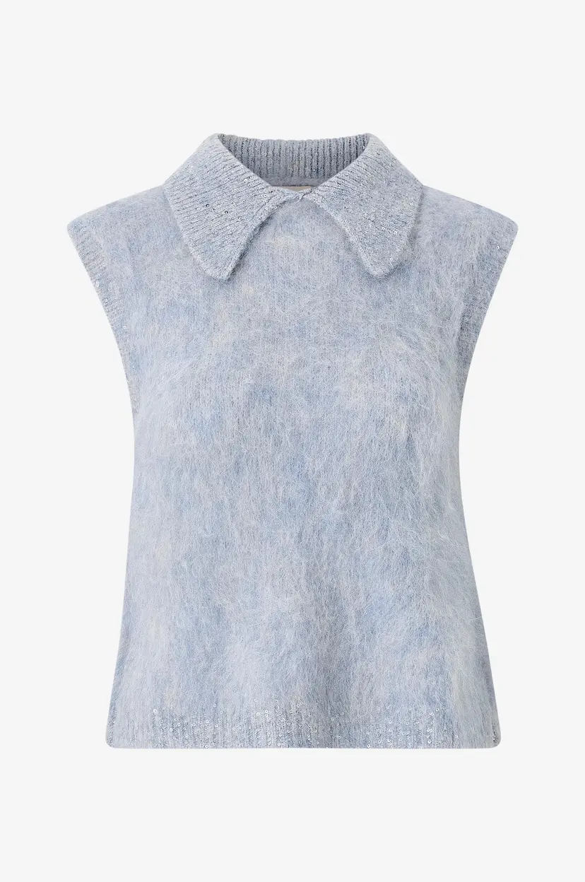 By Timo Vest Hairy Knit - Blå