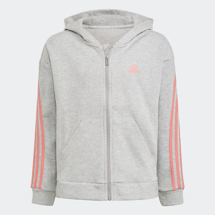Adidas Grå Adidas 3-Stripes Zip Hettegenser (170 / 15-16 år)