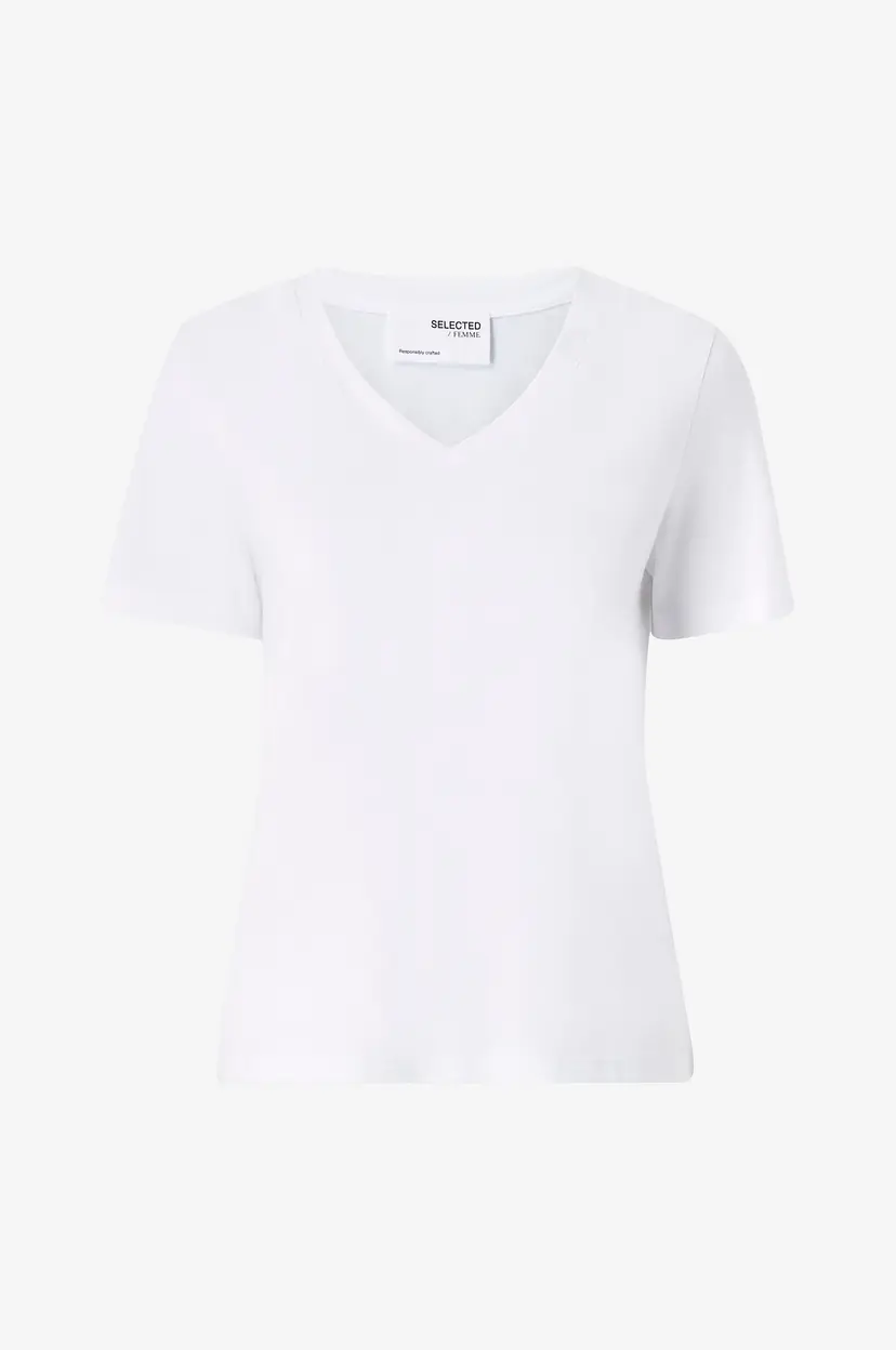 Selected Women T-skjorte slfEssential SS V-neck Tee - Hvit