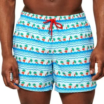 Happy Socks Happy socks Badebukser Palm Beach Swim Shorts Blå Mønster polyester Large Herre