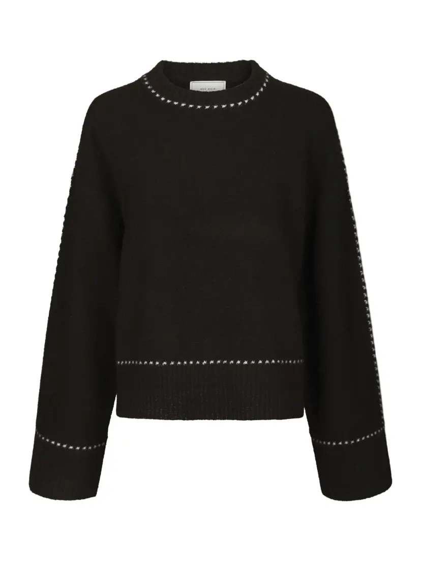 Neo Noir Roeme Knit Stitch Blouse - Brown Melange