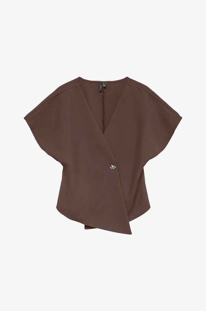 Vero Moda Topp vmSonja SS V-neck Top Wvn Exp - Brun
