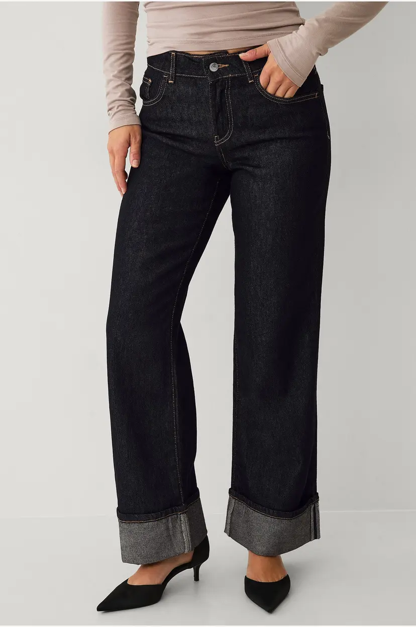 Gina Tricot Jeans Fold up - Blå