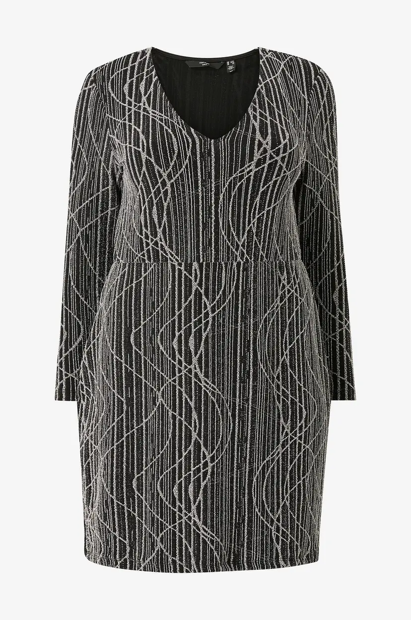 Vero Moda Curve Kjole vmcKanz Sibe LS Short Dress Jrs Cur - Svart