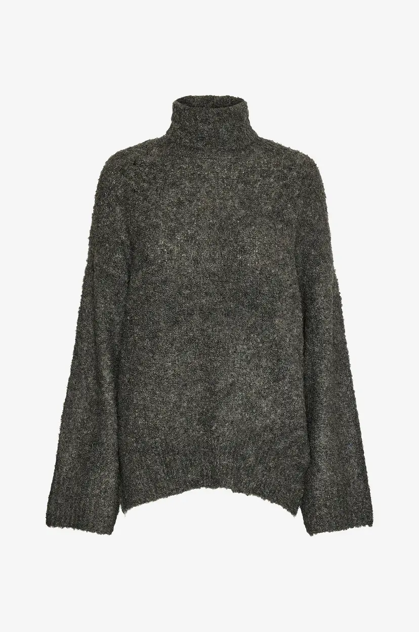 Pieces Genser pcNatherine LS High Neck Knit BC - Grå