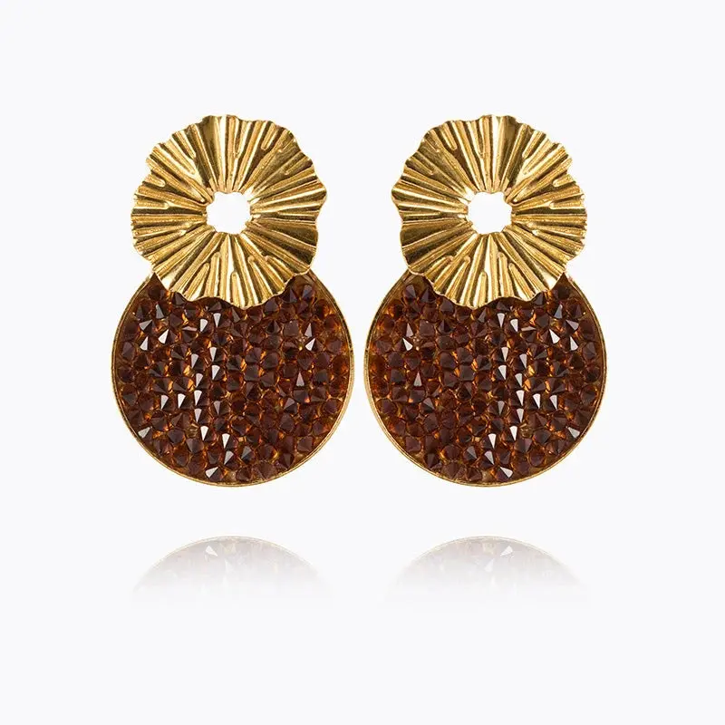 Caroline Svedbom Vassia Rocks Earrings Gold Smoked Topaz