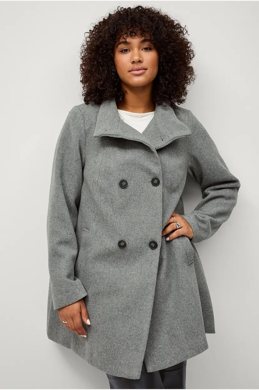 Zizzi Trenchcoat caChristi L/S Coat - Grå