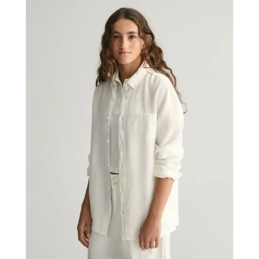 GANT Gant - Skjorte i Lin Regular White