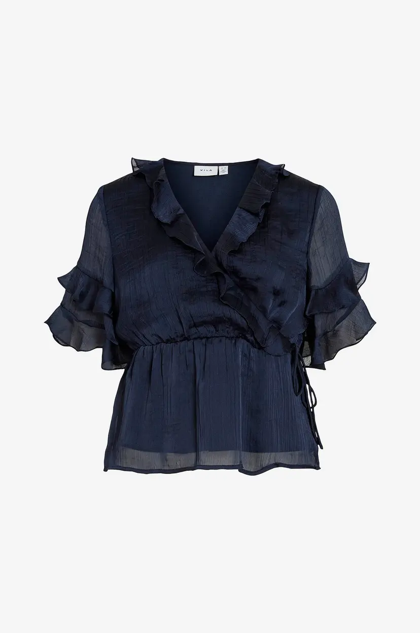 Vila Bluse viMolina 2/4 Flounce Wrap - Blå