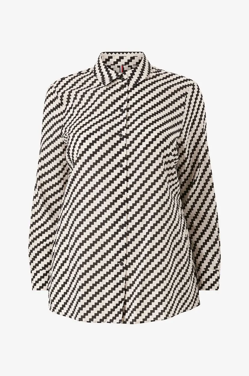 Tommy Hilfiger Curve Skjorte Crv Zigzag Printed Shirt - Hvit
